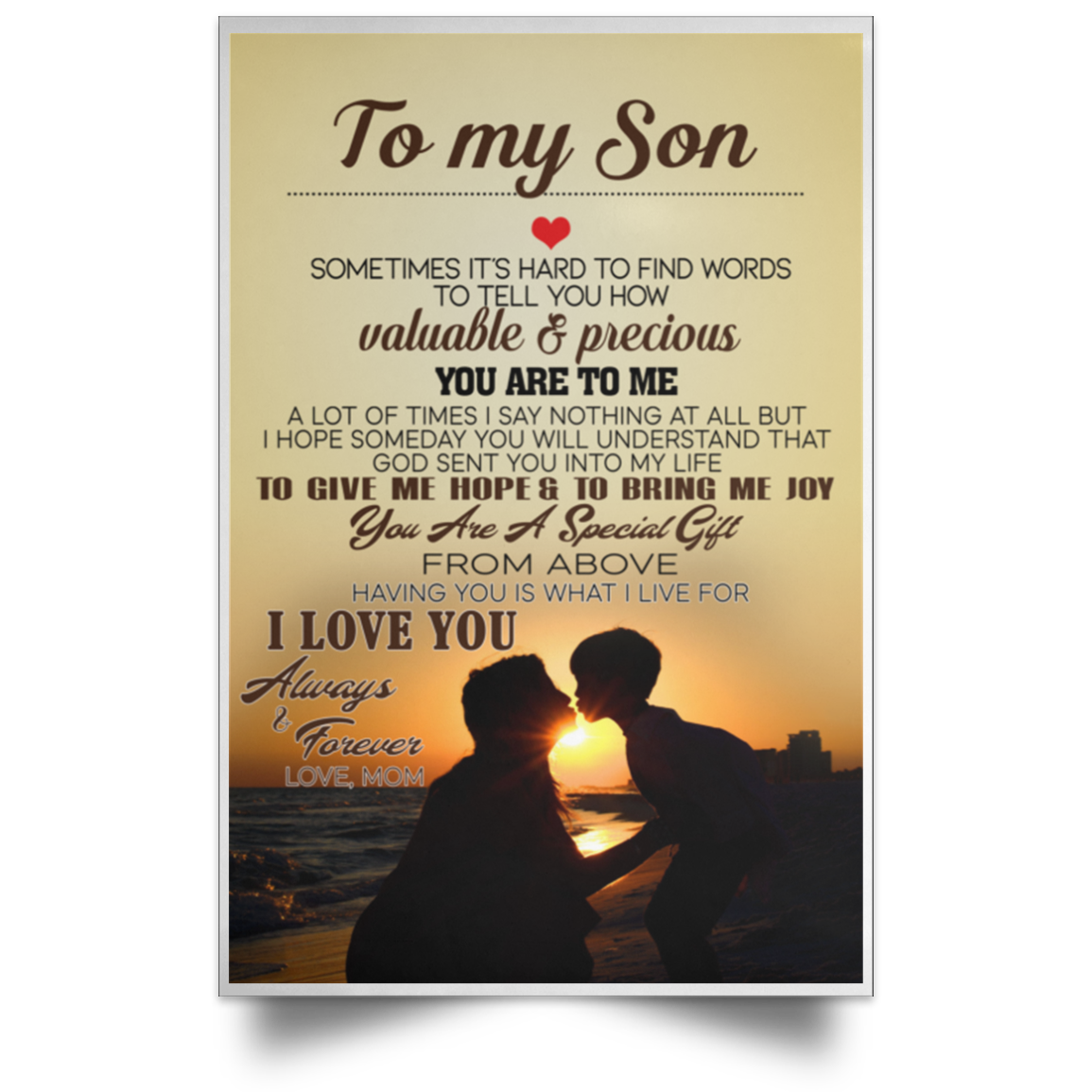 to My Son -  picture frame, home decor wall art for family POSPO Satin Portrait Poster