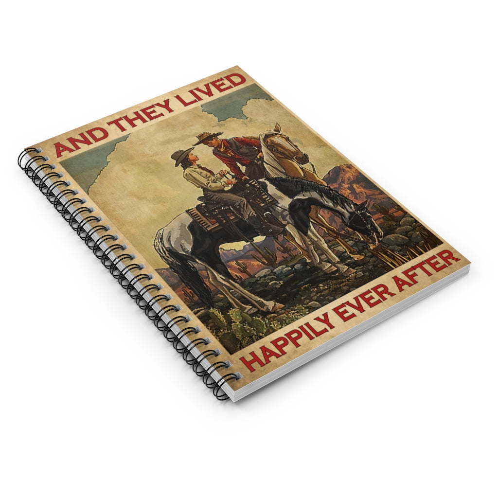 College Rule Classic Cowgirls and Cowboys and They Lived Happily Ever After Spiral Notebook Keepsake Spiral Notebook Inspirational Journal for Man - Woman