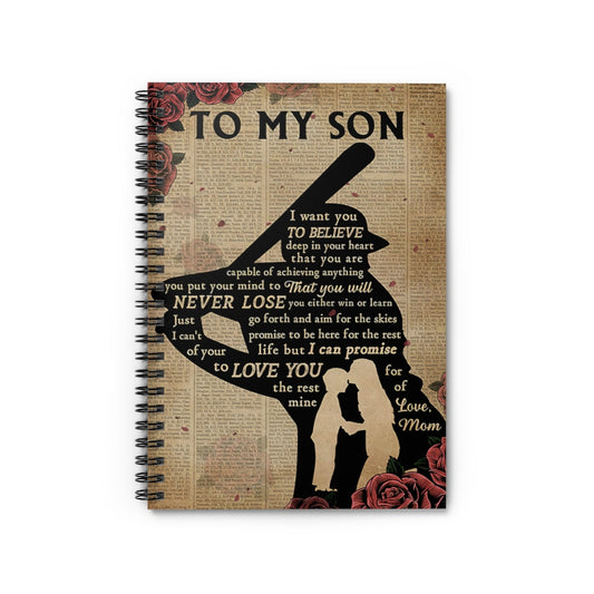 Spiral Notebook Baseball To My Son Vertical Poster Home School Supplies for College Students Subject Notebooks