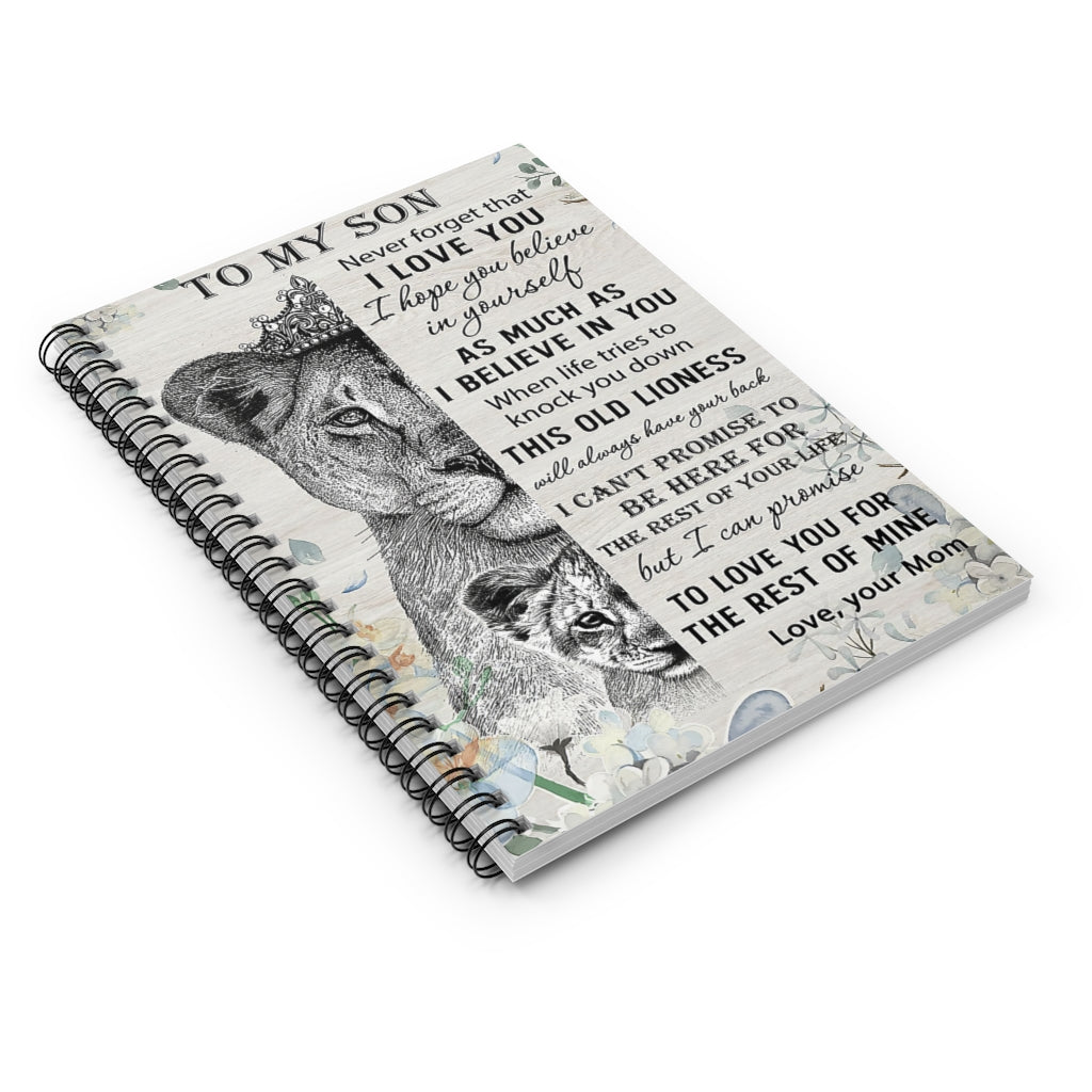 Spiral Notebook Lion To My Son For Office, Students, School Supplies Writing Notebook 118 Pages Friendly Notebook