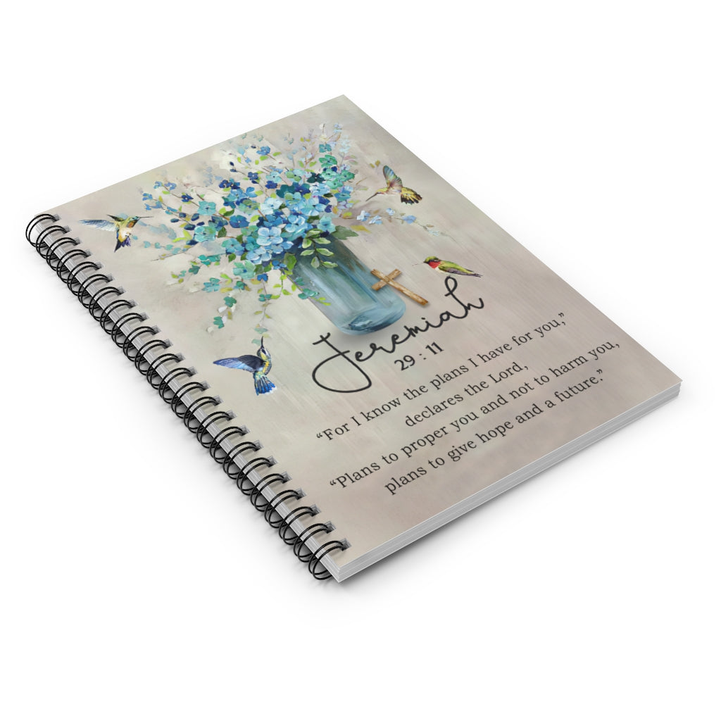 Vigifsana Paper Lined Journal Jeremiah 29 11 Hummingbird Spiral Notebook College Ruled Paper, 118 Sheets, Baby Journal Personalized Gift Journal for Woman