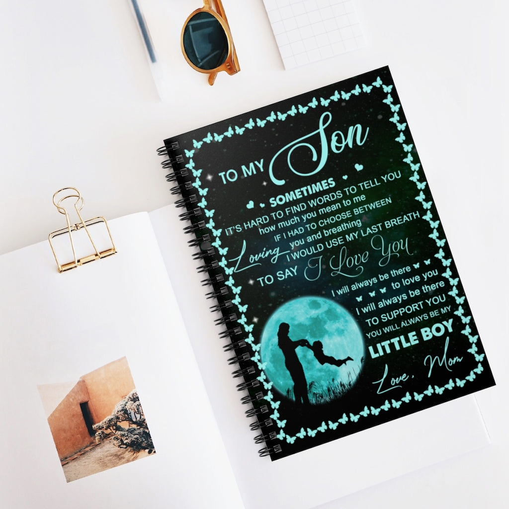 Spiral Notebook Sophia - Present Mom to My Son Blanket Gift - Mom to My Son I Will Always Be There to Support You Ruled Line