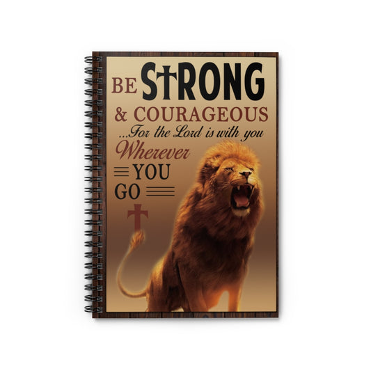 Spiral Notebook Motivational Poster to My Grandson Be Strong and Courageous Lion Joshua 1 9 Bible Verse NoFrame Paper Poster Print Home Decor Wall Art Kitchen, Living Room Décor On Birthday, Christmas 24x36