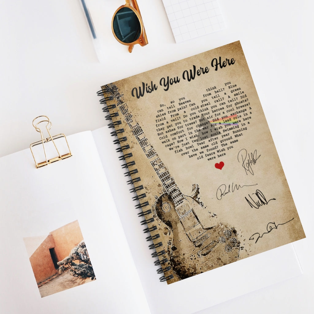 Wish You were Here, Wish You were Here Album, 1975 Rock Music, Gifts for Music Lover Gifts for Music Lover on Birthday, Spiral Notebook - Ruled Line