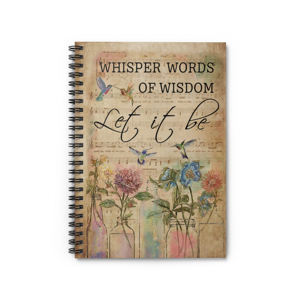 Watercolor Whisper Wisdom Music Sheet Hummingbird Spiral Notebook Meaningful Quote  School Smart Spiral Composit Cover Spiral Organization Book Inspirational Ideas