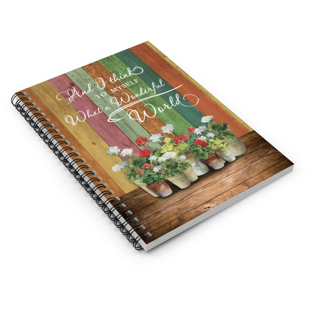 Sophia - Present Hippie Floral Wonderful World Gift for Mother Father- Hippie Floral And I Think To Myself What A Wonderful World Portrait Spiral Notebook