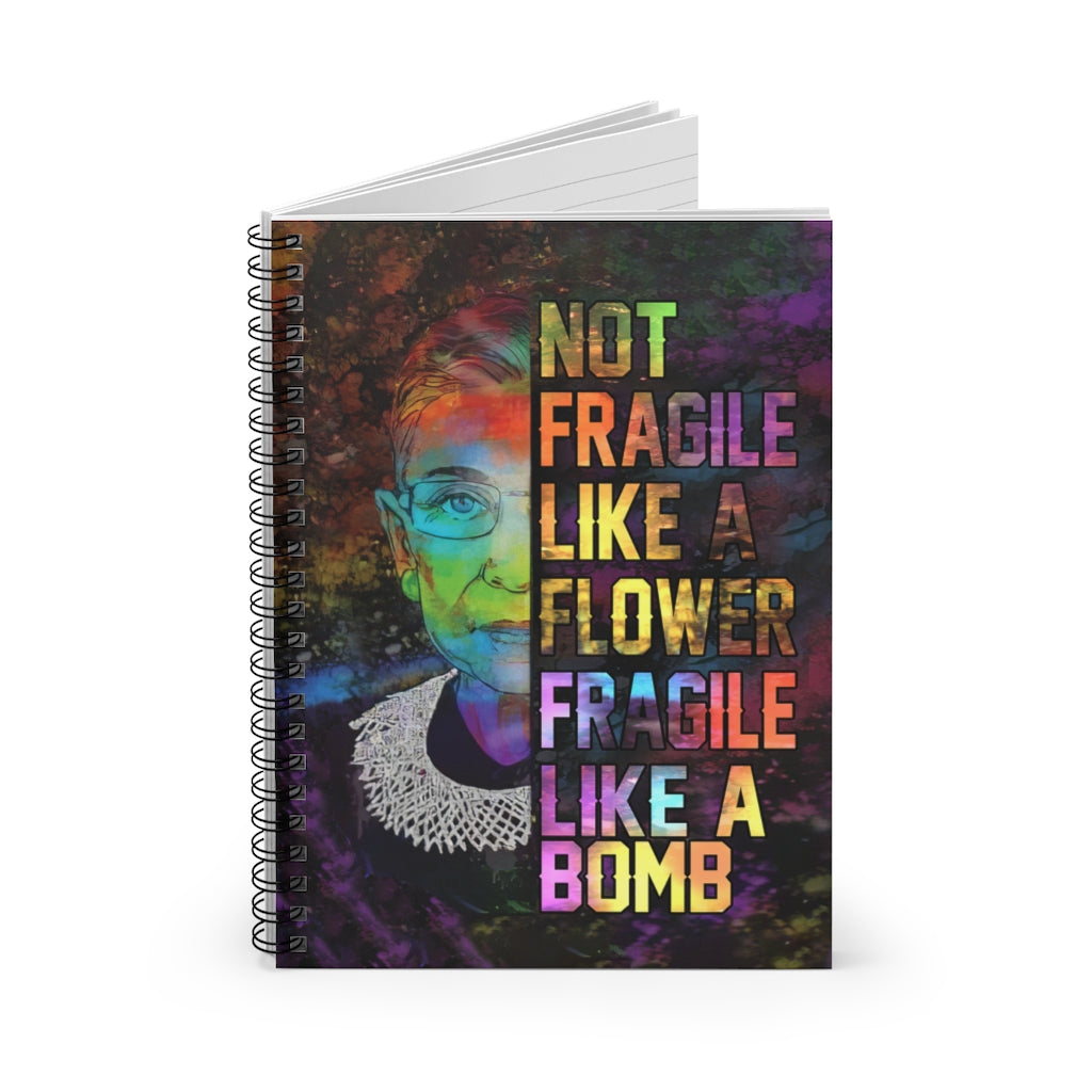 Spiral Notebook - Ruled Line Greatest Quote Not Fragile Like A Flower Fragile Like A Bomb Reusable Grocery Gifts for Women, Wife, Girlfriend On Christmas, Birthday