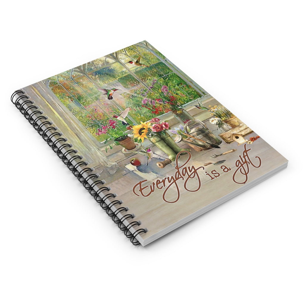 Spiral Notebook Hummingbird Everyday Is A Gift Gardening Vertical Poster Inspirational to My Family Friend Gift Unisex Personalized Notebook