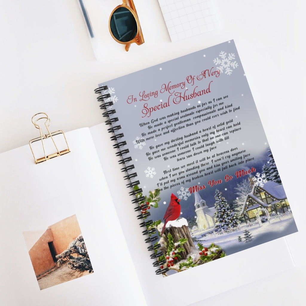 Spiral Notebook - Ruled Line in Loving Memory of A Very Special Husband Gallery Wrapped Awesome Perfect Happy Birthday, Wedding, Housewarming Gift Deluxe