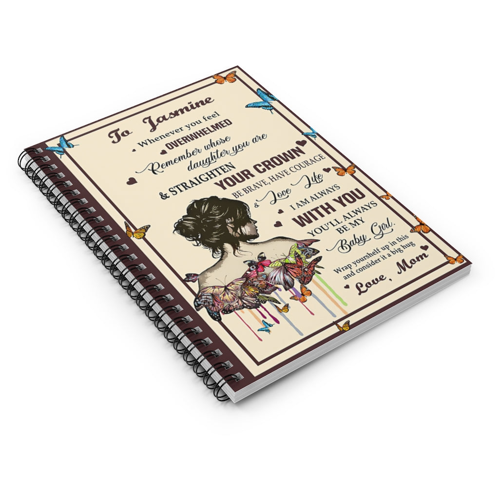 Spiral Notebook Personalized Butterfly To My Daughter New Parents College Ruled Paper 118 Sheets Gift Ideas Home School Supplies for College Students