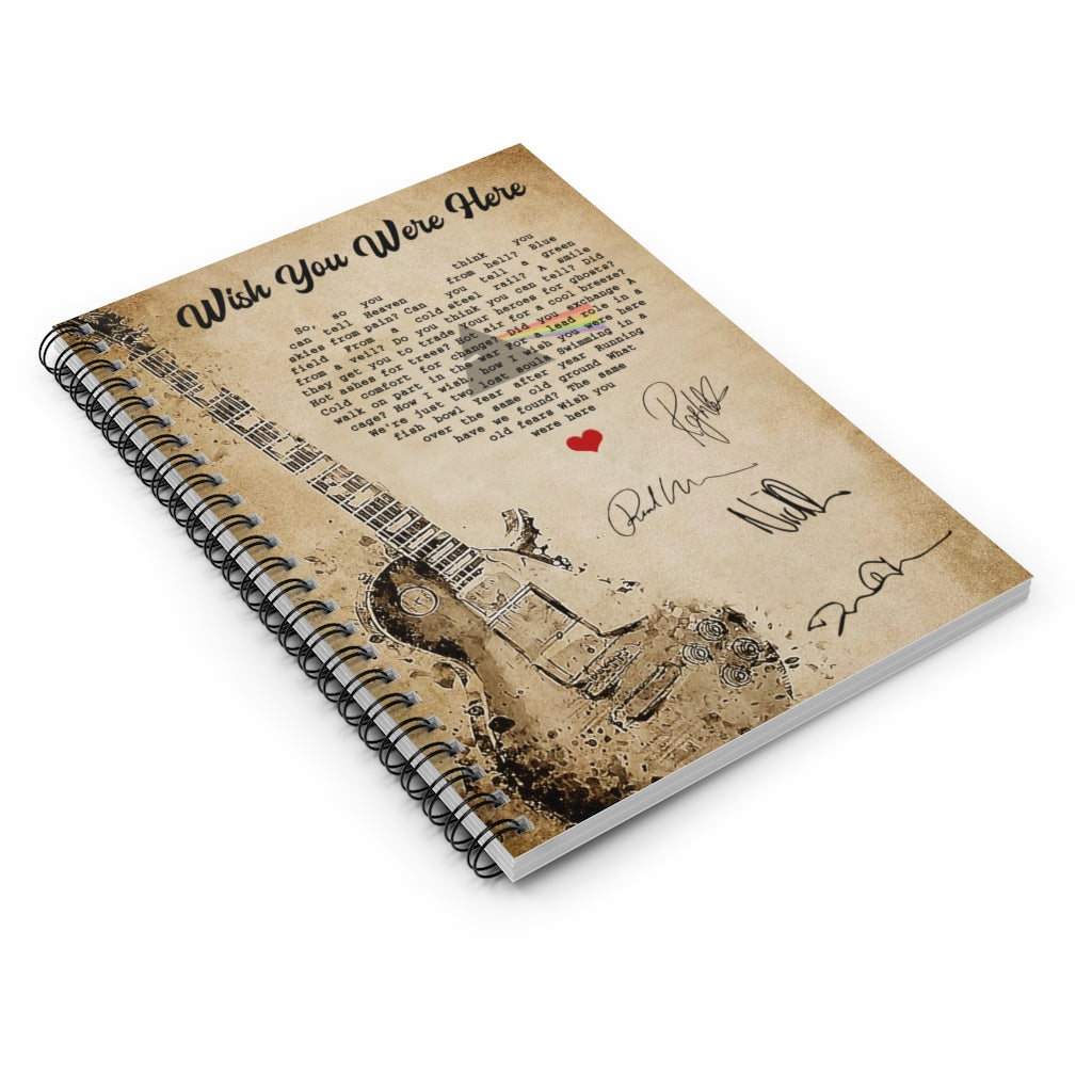 Wish You were Here, Wish You were Here Album, 1975 Rock Music, Gifts for Music Lover Gifts for Music Lover on Birthday, Spiral Notebook - Ruled Line