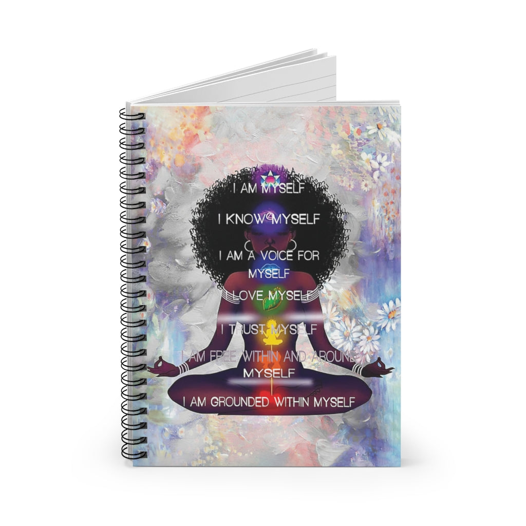 Vigifsana Personalized Black Girl I Am Myself Notebook, Black Woman Yoga Notebook, Afro Queen Yoga Notebook, Love Yoga Print, African American Woman Yoga Wall