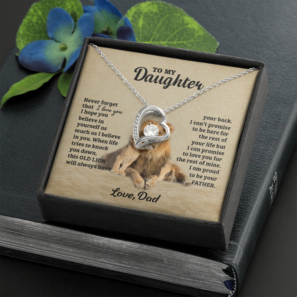 Personalized To My Daughter Gifts From Dad, To My Daughter Lion Dad And Daughter Necklace, Customized Father Daughter Gifts Love, Pendant Necklaces styles On Birthday, Christmas, Anniversary Shineon