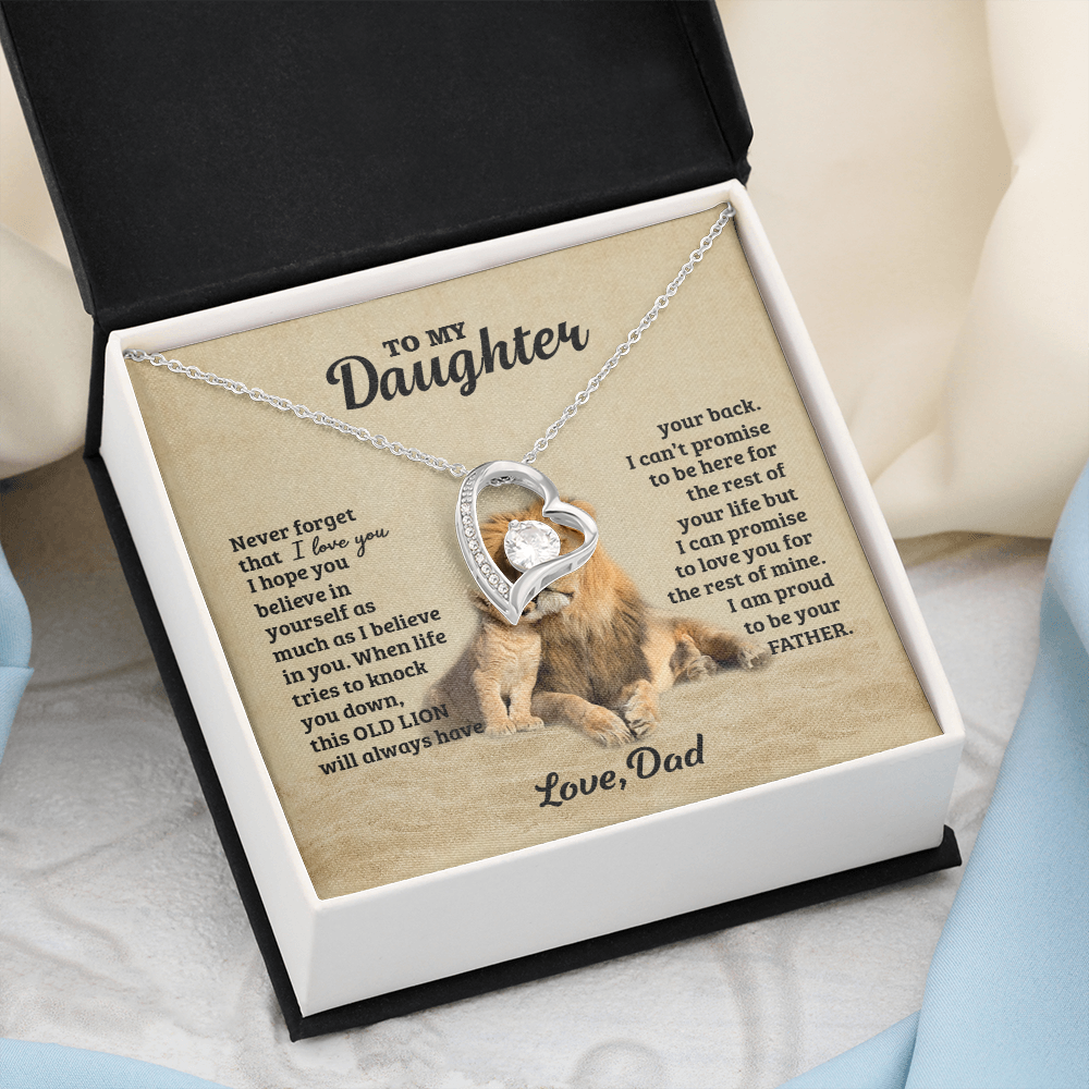 Personalized To My Daughter Gifts From Dad, To My Daughter Lion Dad And Daughter Necklace, Customized Father Daughter Gifts Love, Pendant Necklaces styles On Birthday, Christmas, Anniversary Shineon
