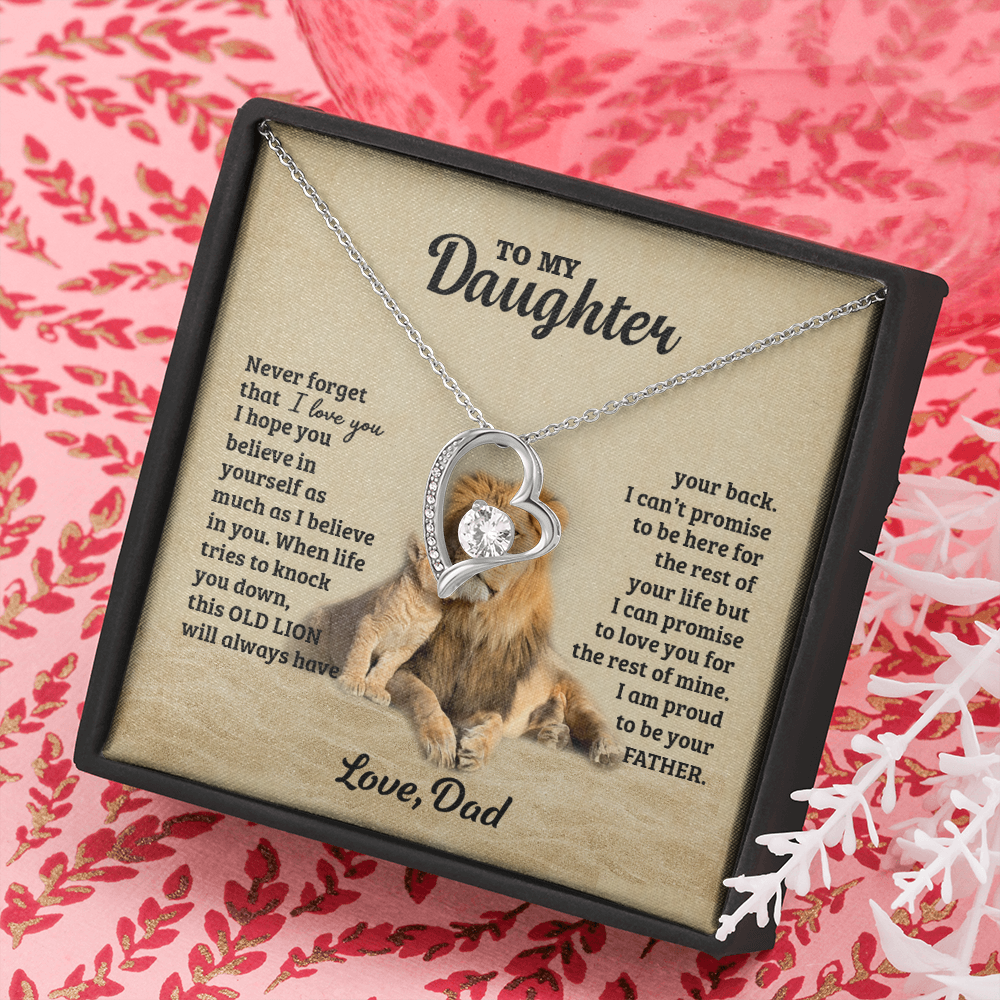 Personalized To My Daughter Gifts From Dad, To My Daughter Lion Dad And Daughter Necklace, Customized Father Daughter Gifts Love, Pendant Necklaces styles On Birthday, Christmas, Anniversary Shineon