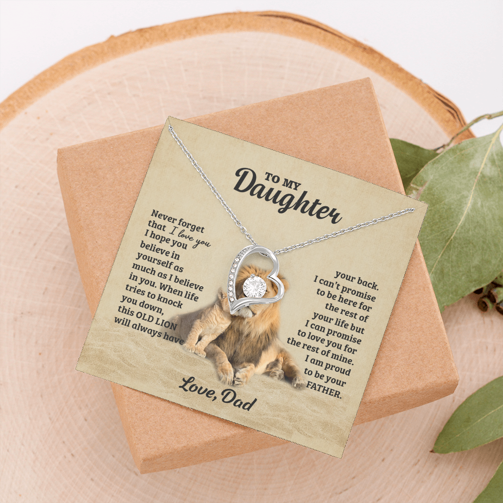 Personalized To My Daughter Gifts From Dad, To My Daughter Lion Dad And Daughter Necklace, Customized Father Daughter Gifts Love, Pendant Necklaces styles On Birthday, Christmas, Anniversary Shineon