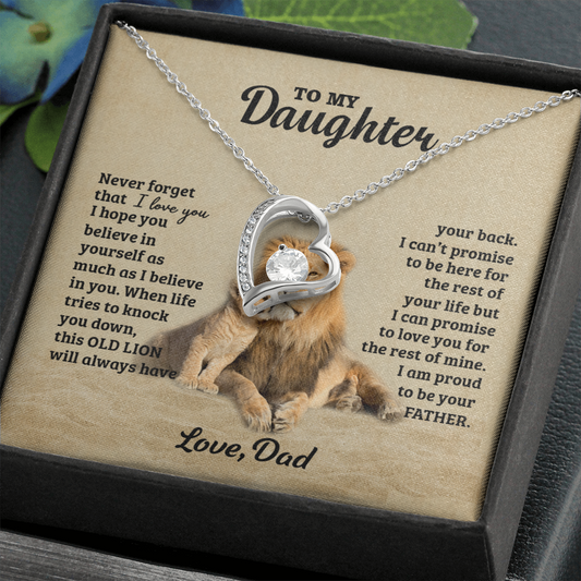 Personalized To My Daughter Gifts From Dad, To My Daughter Lion Dad And Daughter Necklace, Customized Father Daughter Gifts Love, Pendant Necklaces styles On Birthday, Christmas, Anniversary Shineon