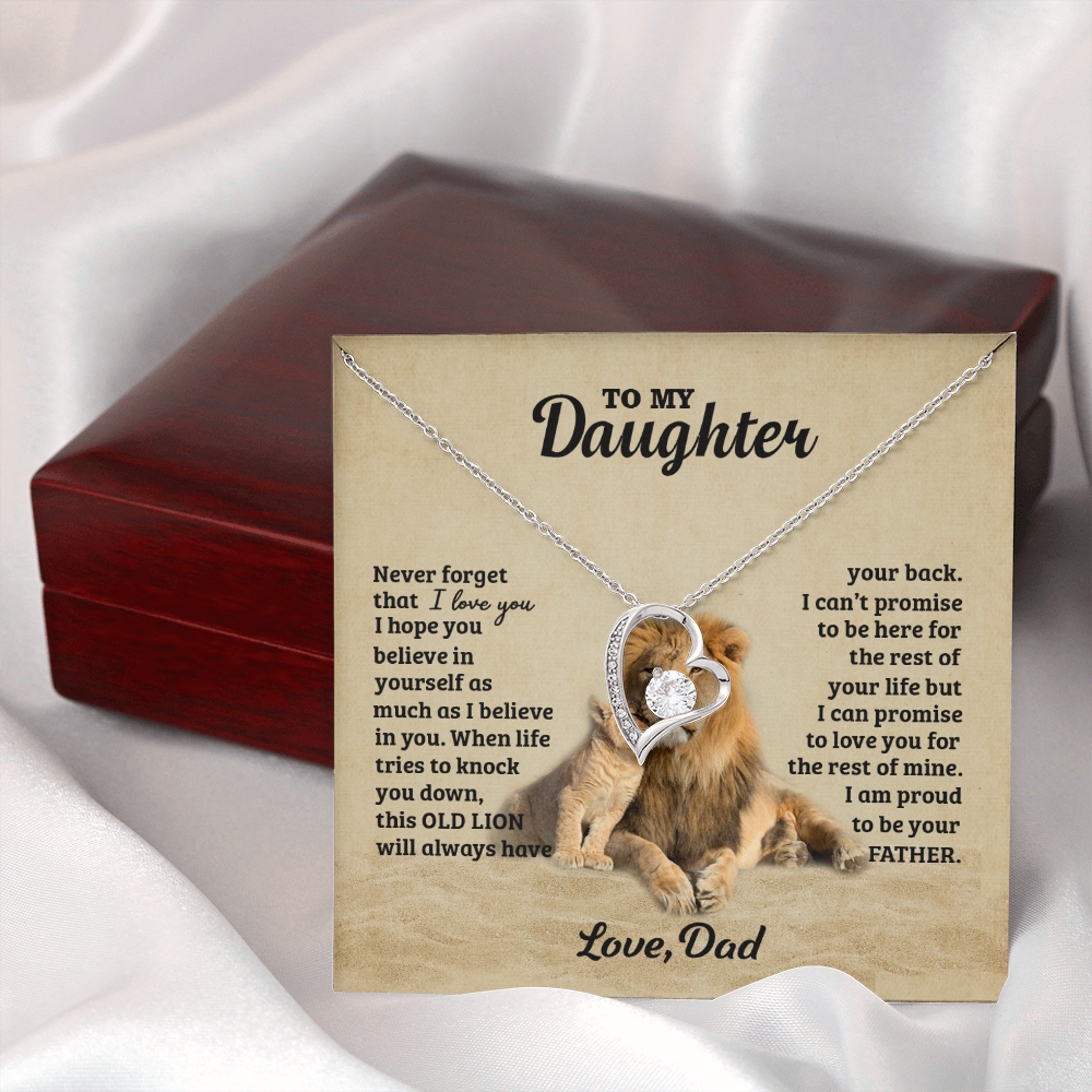Personalized To My Daughter Gifts From Dad, To My Daughter Lion Dad And Daughter Necklace, Customized Father Daughter Gifts Love, Pendant Necklaces styles On Birthday, Christmas, Anniversary Shineon
