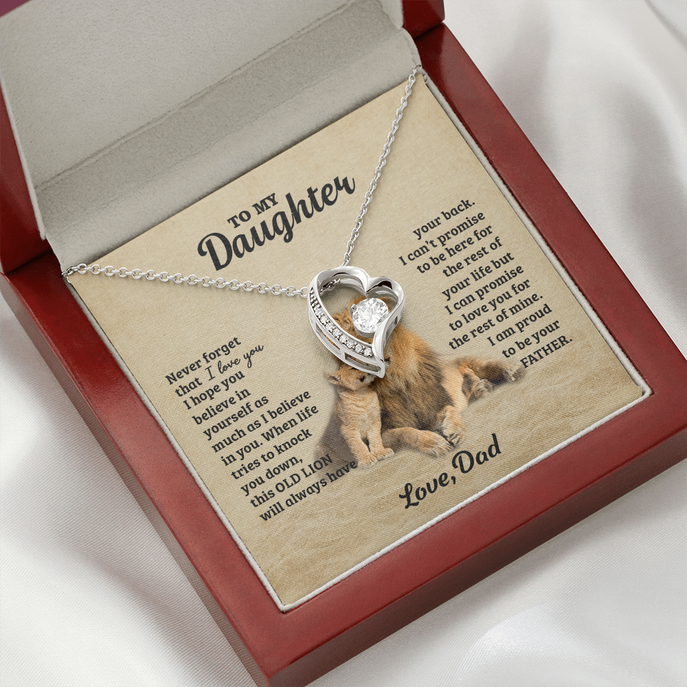 Personalized To My Daughter Gifts From Dad, To My Daughter Lion Dad And Daughter Necklace, Customized Father Daughter Gifts Love, Pendant Necklaces styles On Birthday, Christmas, Anniversary Shineon