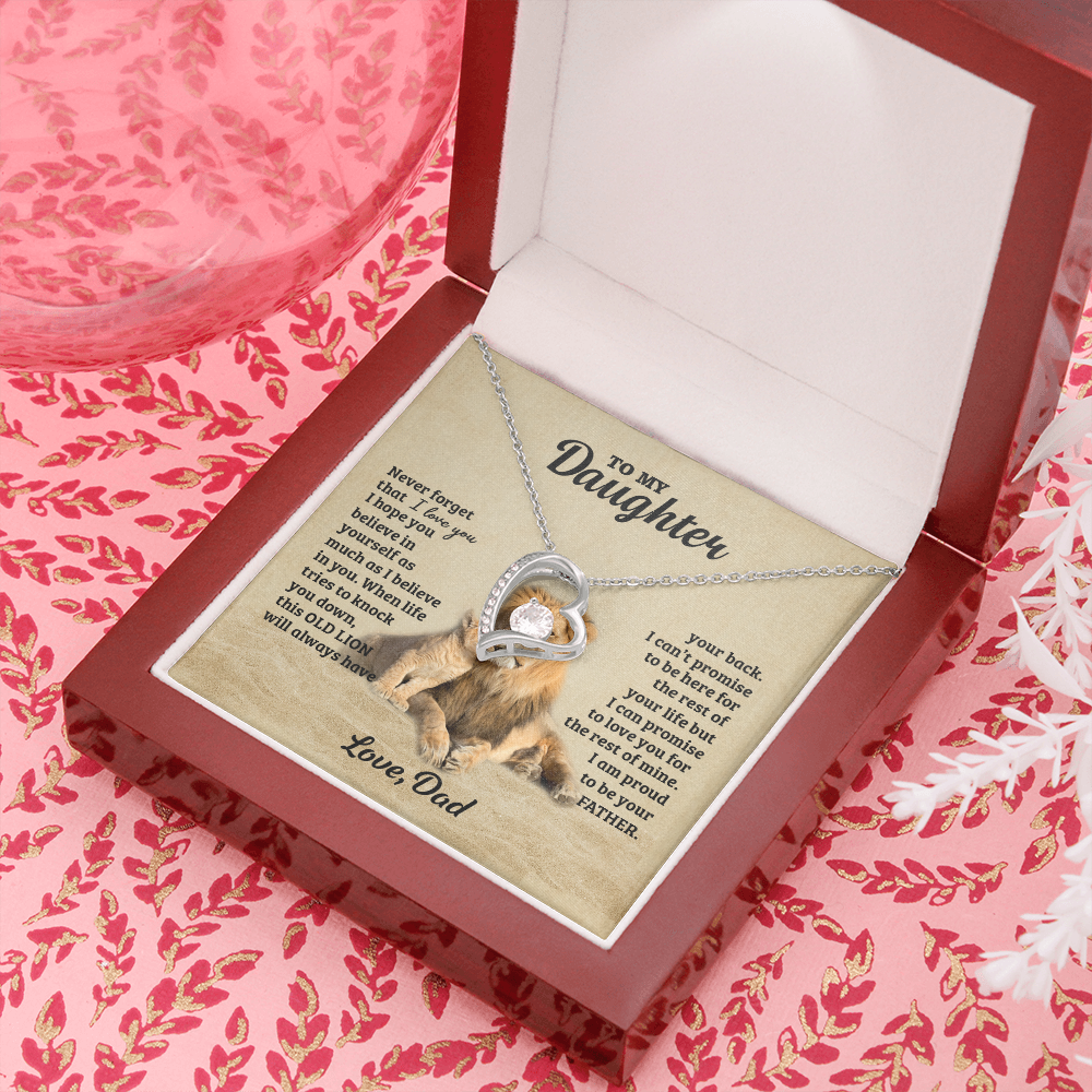 Personalized To My Daughter Gifts From Dad, To My Daughter Lion Dad And Daughter Necklace, Customized Father Daughter Gifts Love, Pendant Necklaces styles On Birthday, Christmas, Anniversary Shineon
