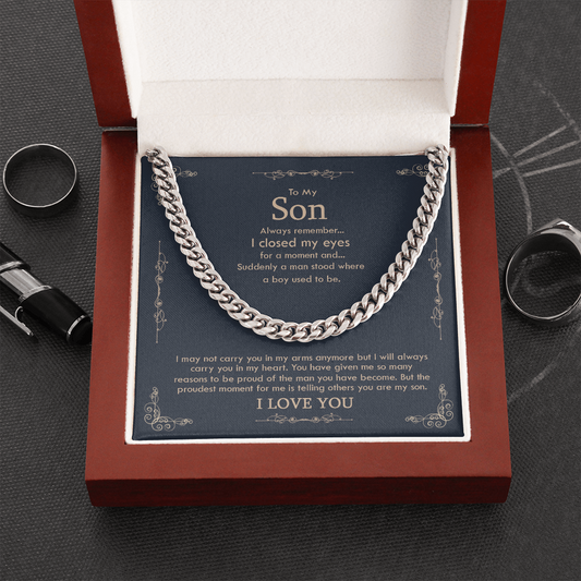 thanhsonneck-01 Korafina to My Son from Mom Necklace - Son Jewelry, Necklace Gift for Son from Mom, Small Cross Necklace for Men Boy, Cuban Chain Necklace for Son, Mother to Son Gifts, Gifts for Son Birthday #1