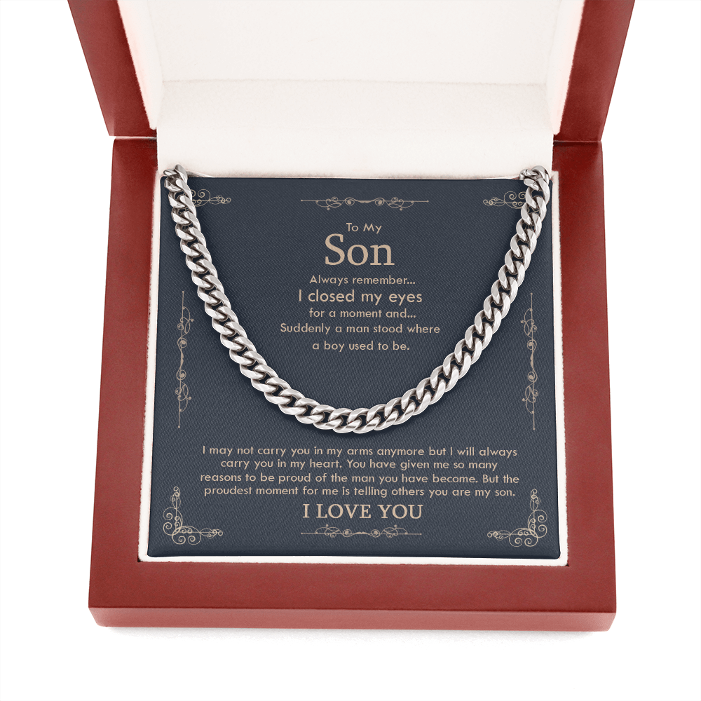 thanhsonneck-01 Korafina to My Son from Mom Necklace - Son Jewelry, Necklace Gift for Son from Mom, Small Cross Necklace for Men Boy, Cuban Chain Necklace for Son, Mother to Son Gifts, Gifts for Son Birthday #1