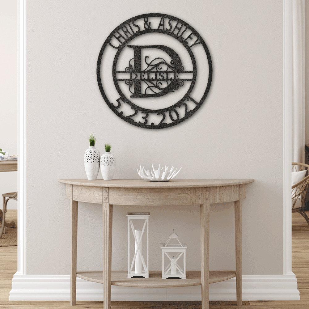 Elaborate Split Letter Family Name