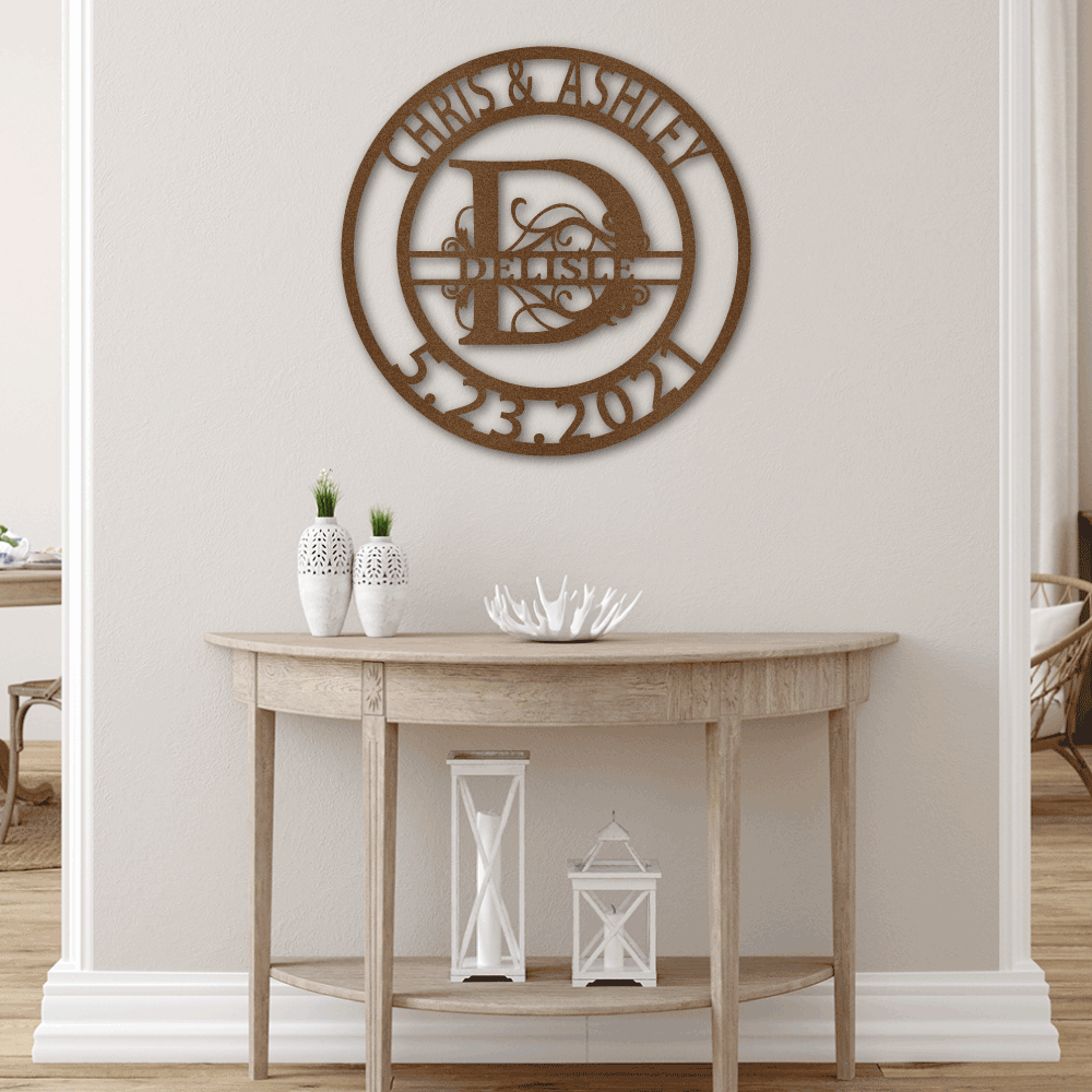 Elaborate Split Letter Family Name