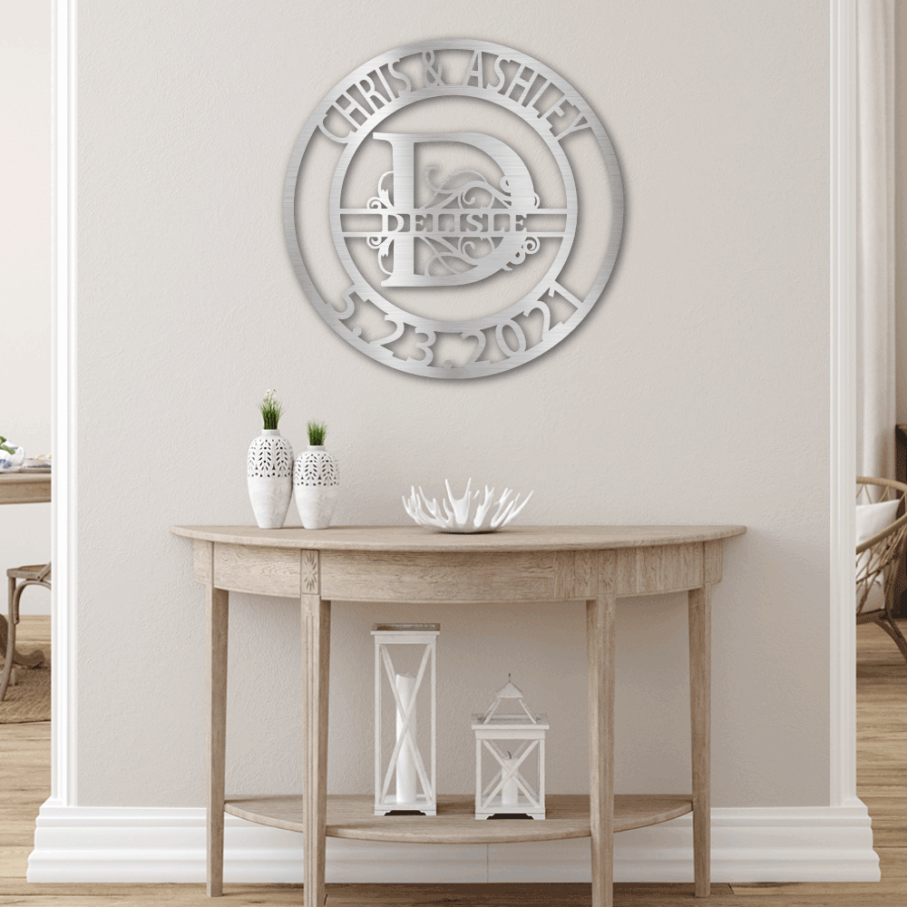 Elaborate Split Letter Family Name