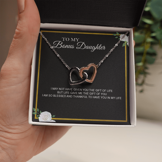 To My Bonus Daughter Necklace Heart Pendant I May Not Have Given You the Gift of Life But Life Gave Me the Gift of You