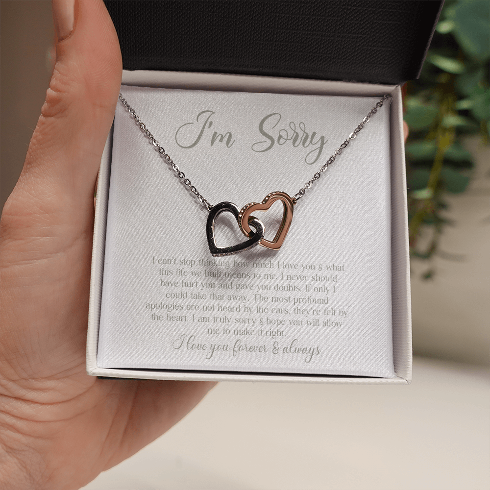 sorrry Mom daughter 2 trai tim necklace