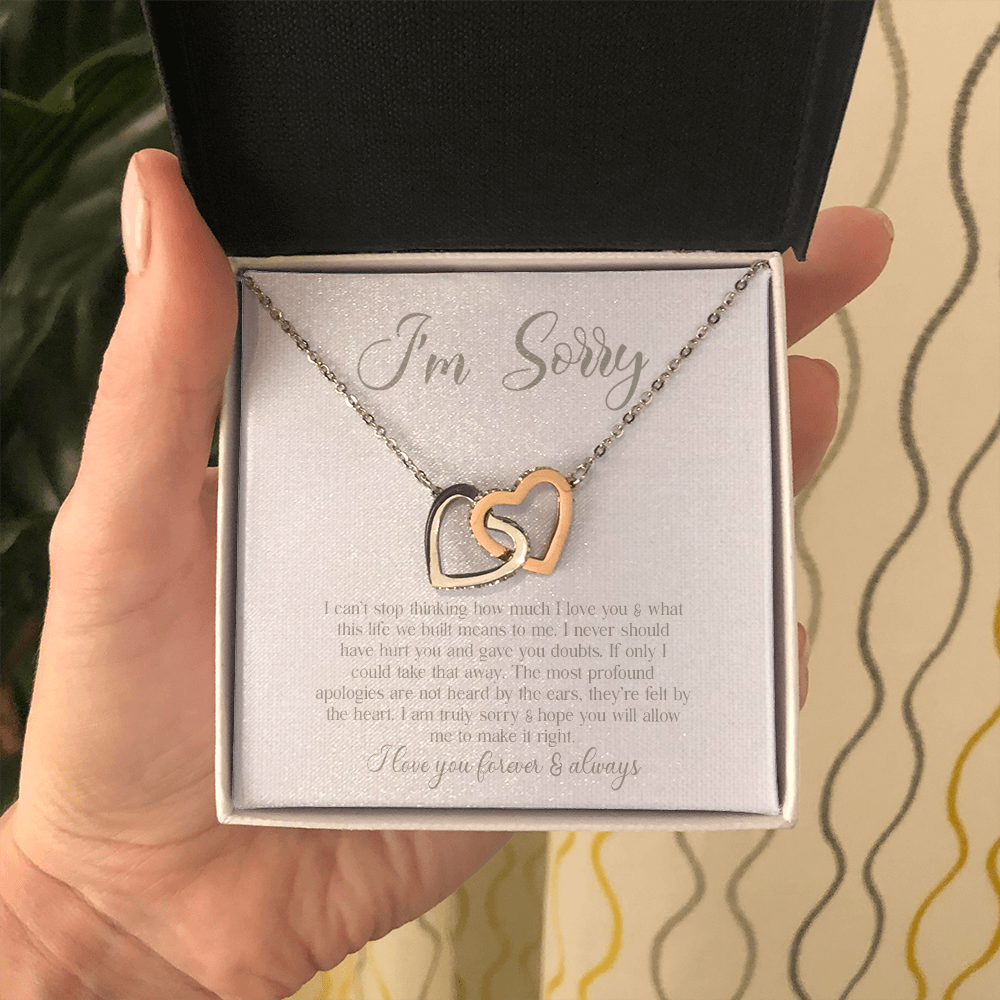 sorrry Mom daughter 2 trai tim necklace