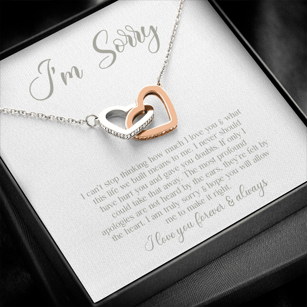 sorrry Mom daughter 2 trai tim necklace