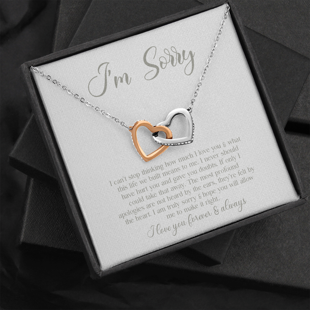 sorrry Mom daughter 2 trai tim necklace