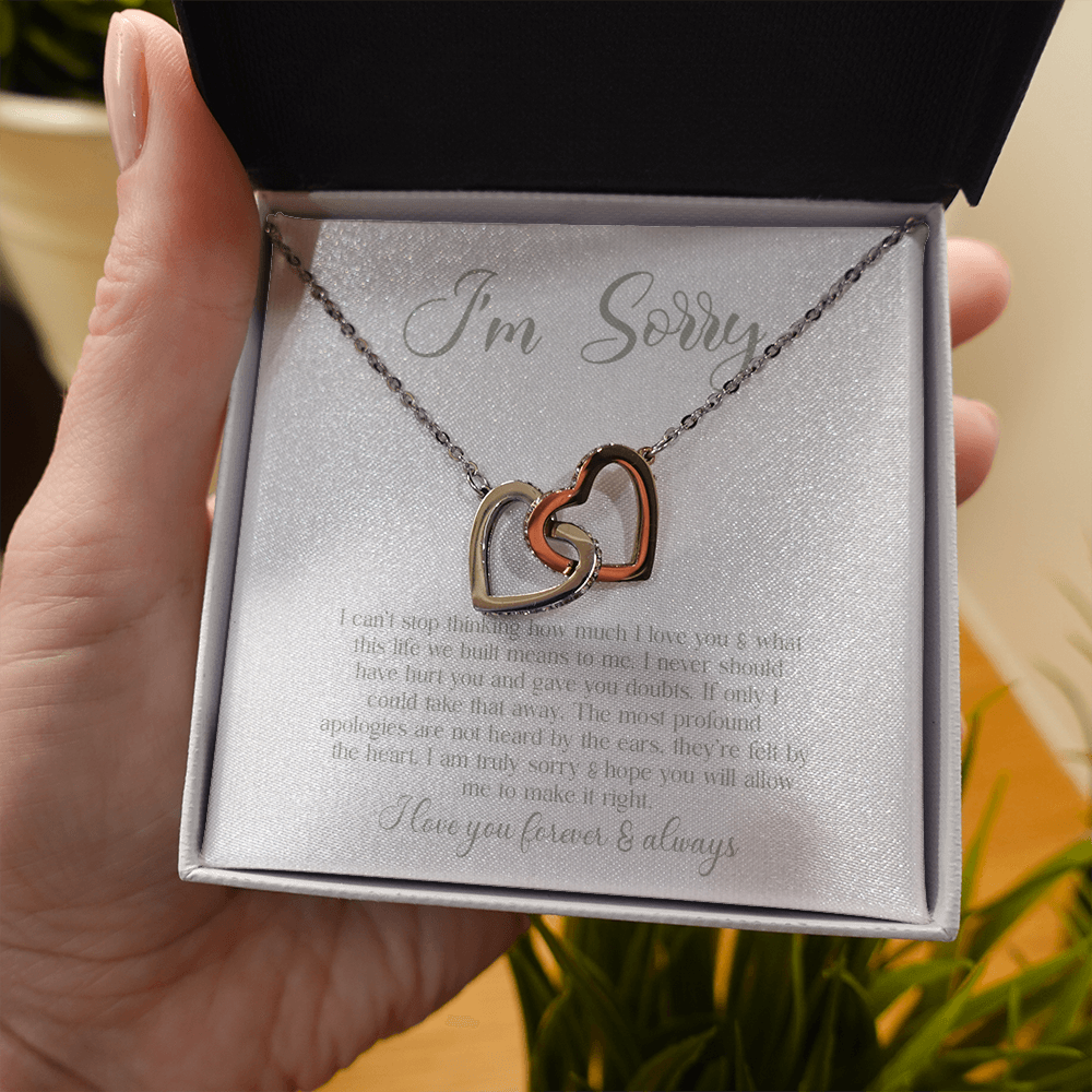 sorrry Mom daughter 2 trai tim necklace