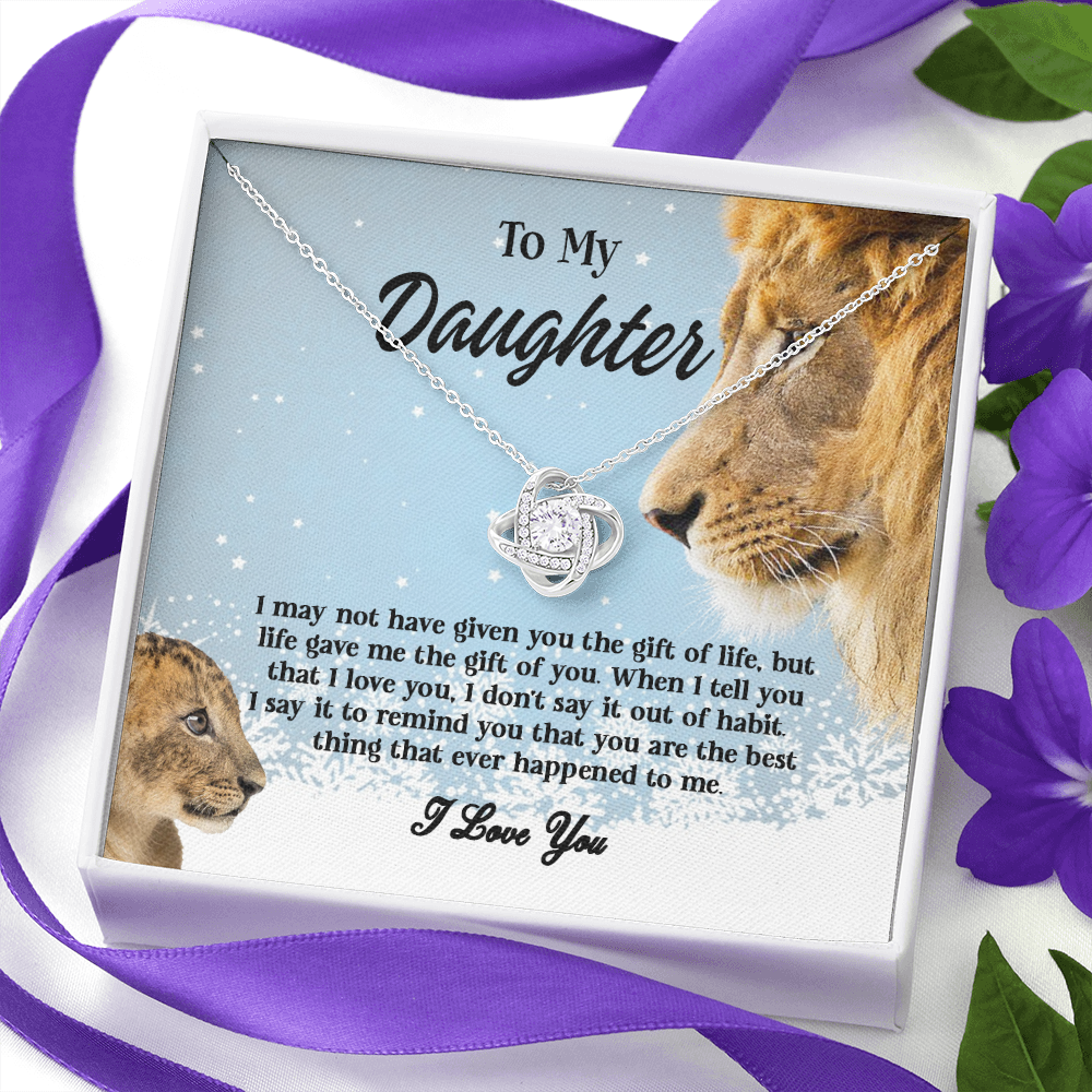 Gifts To My Daughter This Old Lion Will Always Have Your Back Interlocking Heart Necklace Daughter Necklace From Dad - Daughter Gifts Jewelry Includes Gift Box 1 Love Knot Necklaces With Box Card 001