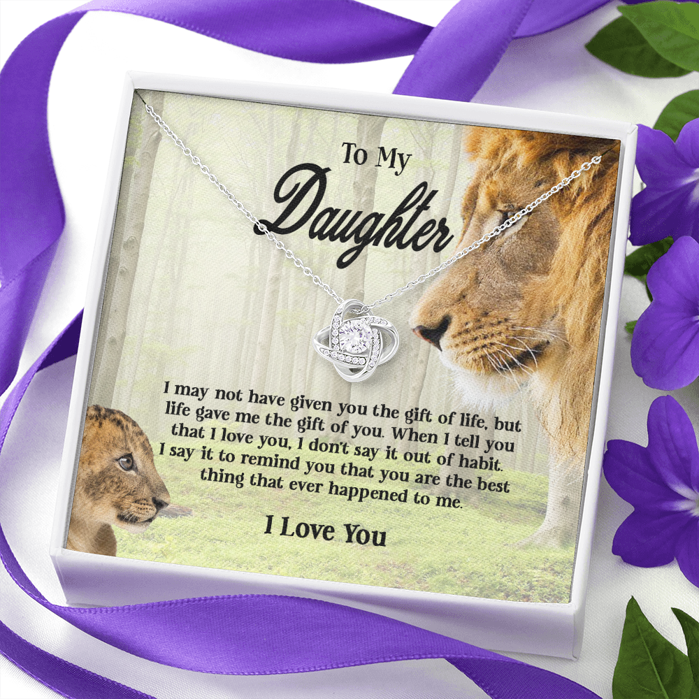 Gifts To My Daughter This Old Lion Will Always Have Your Back Interlocking Heart Necklace Daughter Necklace From Dad - Daughter Gifts Jewelry Includes Gift Box 2 Love Knot Necklaces With Box Card 001