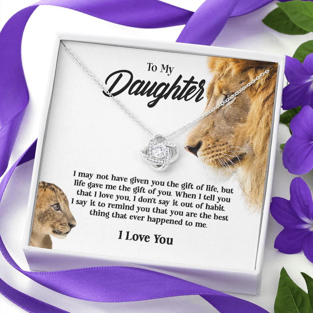 Gifts To My Daughter This Old Lion Will Always Have Your Back Interlocking Heart Necklace Daughter Necklace From Dad - Daughter Gifts Jewelry Includes Gift Box 5 Love Knot Necklaces With Box Card 001