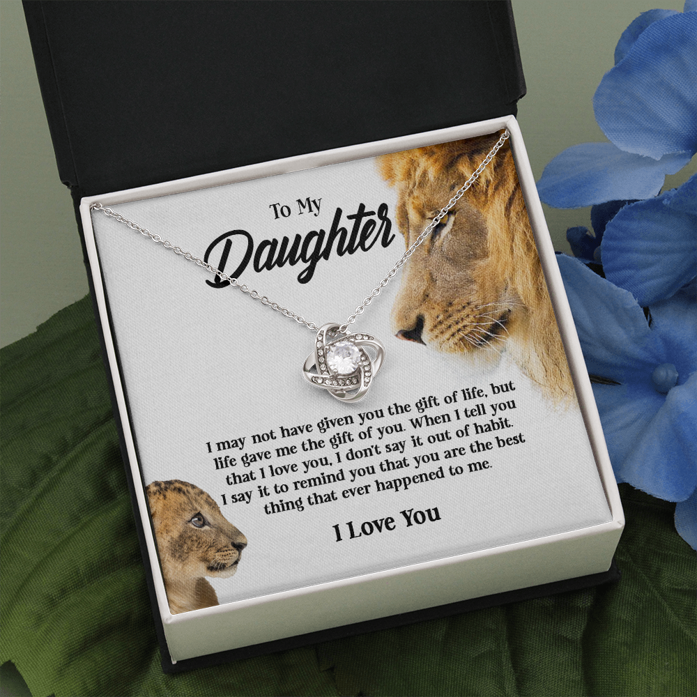 Gifts To My Daughter This Old Lion Will Always Have Your Back Interlocking Heart Necklace Daughter Necklace From Dad - Daughter Gifts Jewelry Includes Gift Box 5 Love Knot Necklaces With Box Card 001