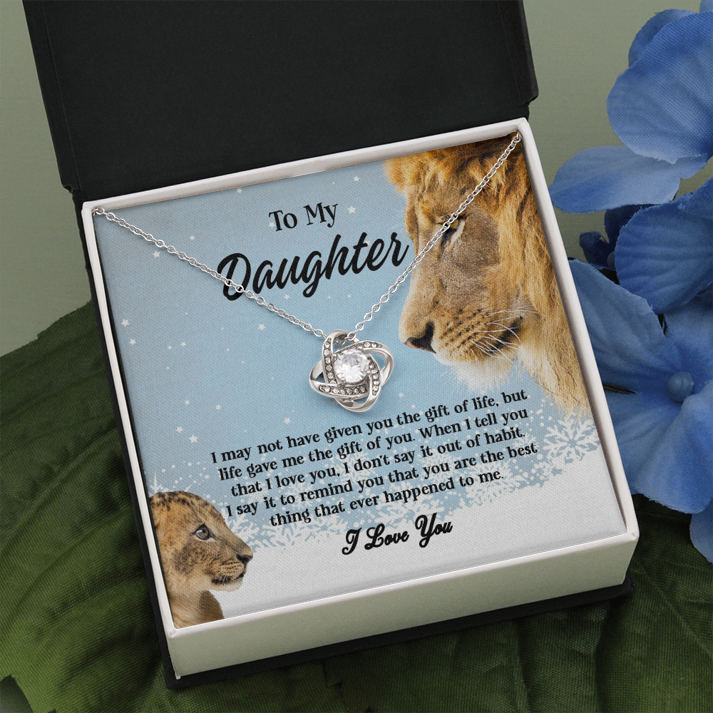 Gifts To My Daughter This Old Lion Will Always Have Your Back Interlocking Heart Necklace Daughter Necklace From Dad - Daughter Gifts Jewelry Includes Gift Box 1 Love Knot Necklaces With Box Card 001