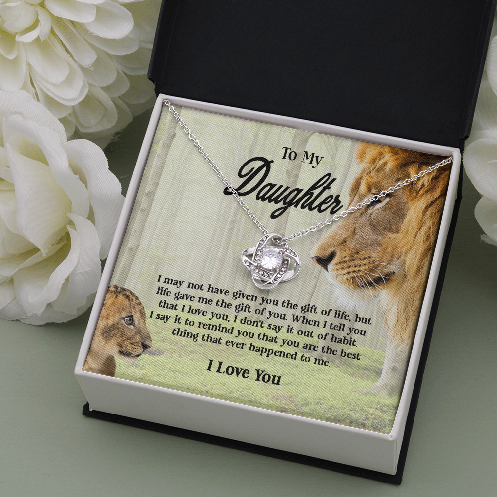 Gifts To My Daughter This Old Lion Will Always Have Your Back Interlocking Heart Necklace Daughter Necklace From Dad - Daughter Gifts Jewelry Includes Gift Box 2 Love Knot Necklaces With Box Card 001