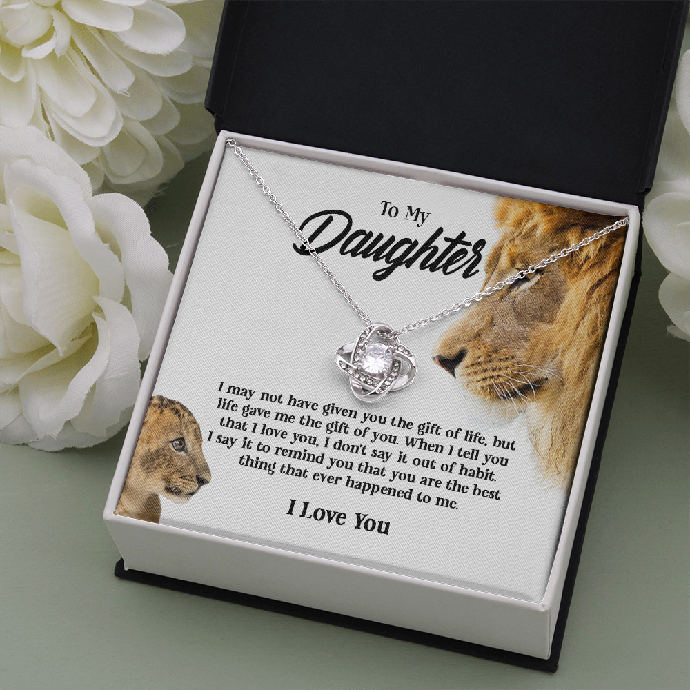 Gifts To My Daughter This Old Lion Will Always Have Your Back Interlocking Heart Necklace Daughter Necklace From Dad - Daughter Gifts Jewelry Includes Gift Box 5 Love Knot Necklaces With Box Card 001