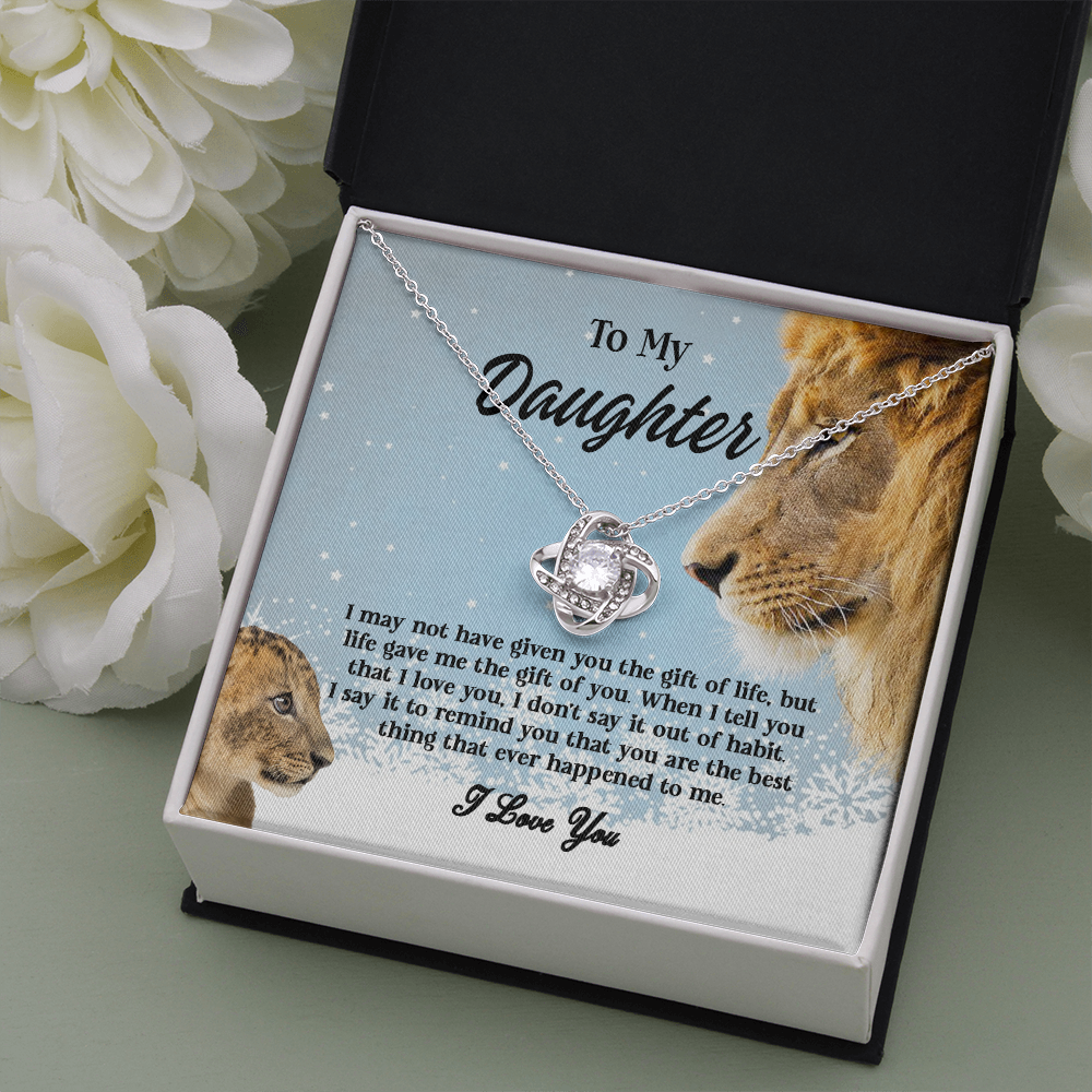 Gifts To My Daughter This Old Lion Will Always Have Your Back Interlocking Heart Necklace Daughter Necklace From Dad - Daughter Gifts Jewelry Includes Gift Box 1 Love Knot Necklaces With Box Card 001