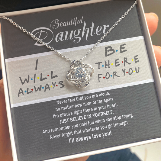 To My Beautiful Daughter Love Knot Necklace, Gift For Daughter From Mom, Necklace For Daughters Daughter Necklaces From Mom With Jewelry To My Knot Women Love Mother Gift A Neclaces Beautiful Love Knot Necklaces With Box Card 001