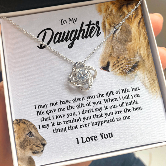 Gifts To My Daughter This Old Lion Will Always Have Your Back Interlocking Heart Necklace Daughter Necklace From Dad - Daughter Gifts Jewelry Includes Gift Box 5 Love Knot Necklaces With Box Card 001