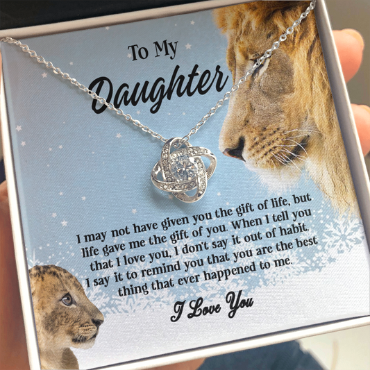 Gifts To My Daughter This Old Lion Will Always Have Your Back Interlocking Heart Necklace Daughter Necklace From Dad - Daughter Gifts Jewelry Includes Gift Box 1 Love Knot Necklaces With Box Card 001
