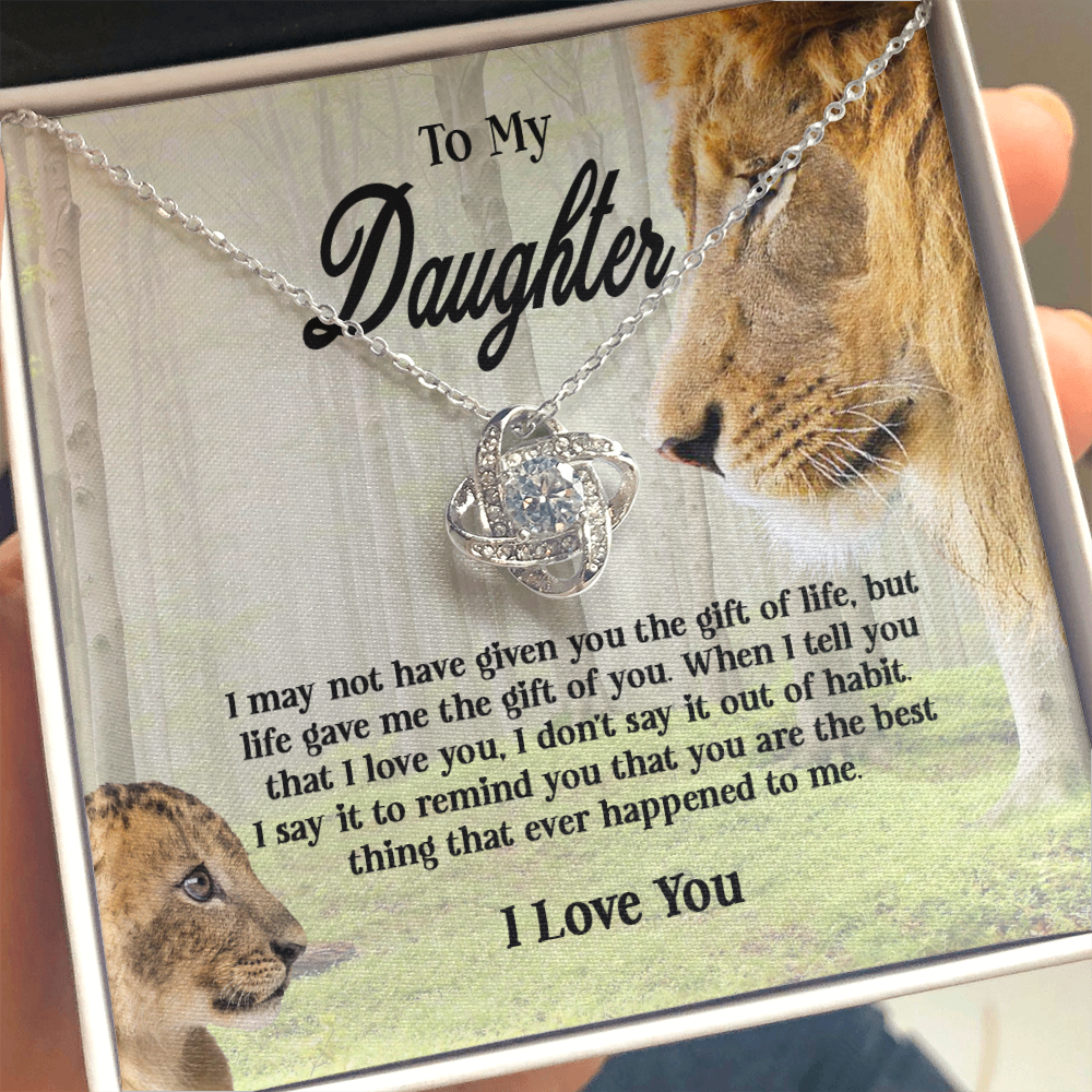 Gifts To My Daughter This Old Lion Will Always Have Your Back Interlocking Heart Necklace Daughter Necklace From Dad - Daughter Gifts Jewelry Includes Gift Box 2 Love Knot Necklaces With Box Card 001