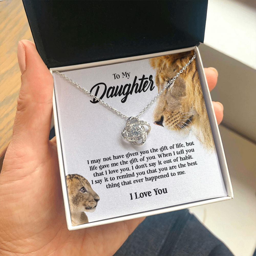 Gifts To My Daughter This Old Lion Will Always Have Your Back Interlocking Heart Necklace Daughter Necklace From Dad - Daughter Gifts Jewelry Includes Gift Box 5 Love Knot Necklaces With Box Card 001