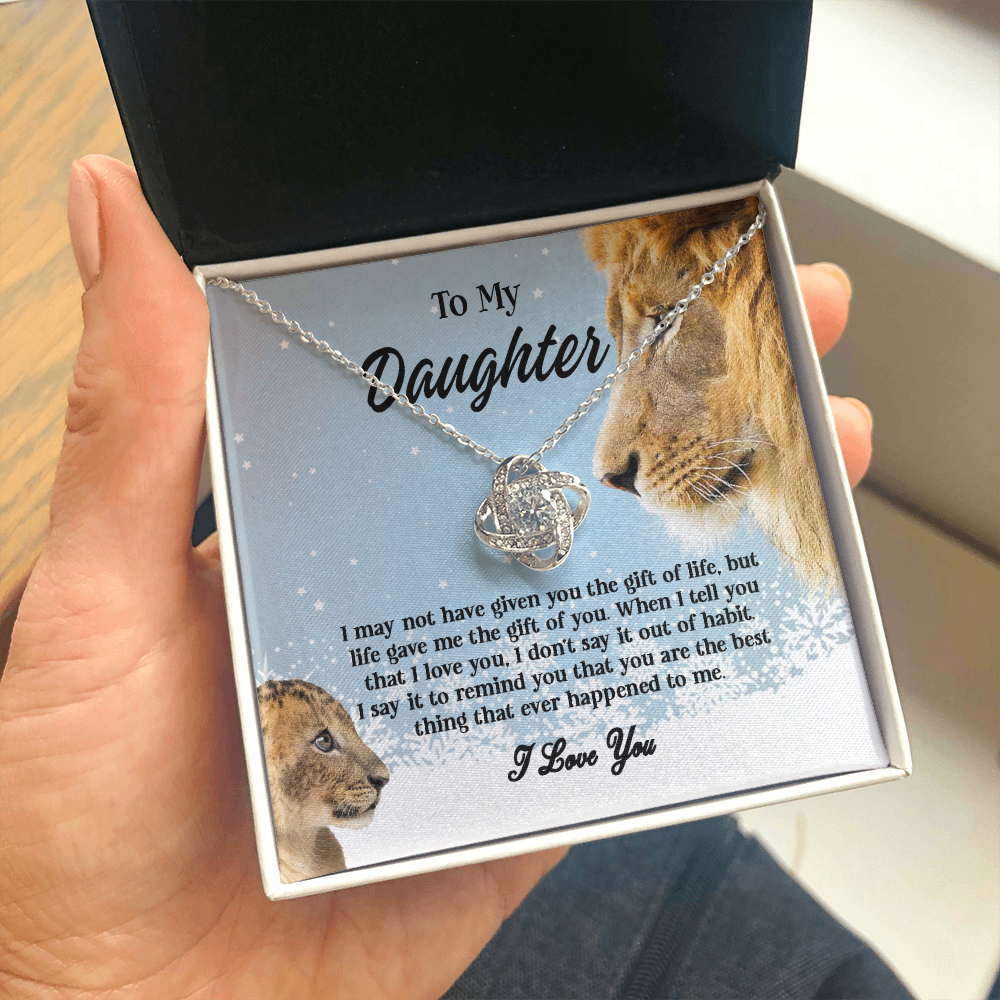 Gifts To My Daughter This Old Lion Will Always Have Your Back Interlocking Heart Necklace Daughter Necklace From Dad - Daughter Gifts Jewelry Includes Gift Box 1 Love Knot Necklaces With Box Card 001