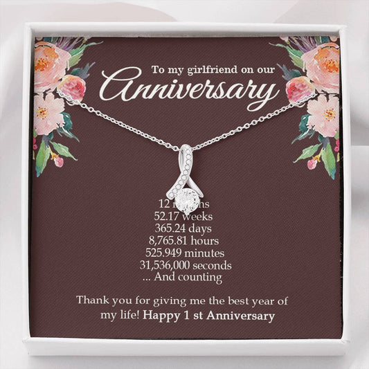 1 Year for Girlfriend, First Year Anniversary, One Year Dating for Her Girlfriend, Anniversary Necklace, Alluring Beauty Necklace with Message Card